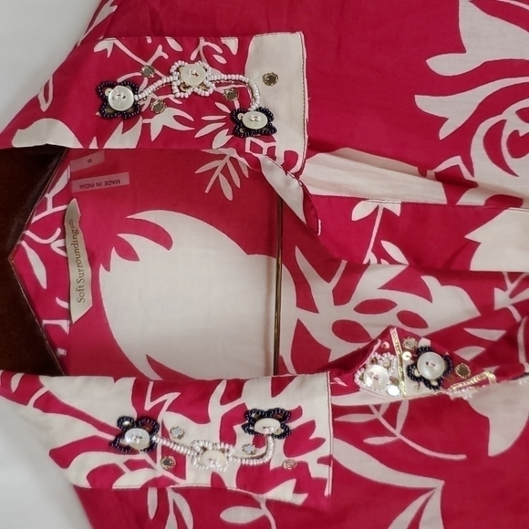 SOFT Surroundings Floral Tunic  Coverup/Loungewear Embellished *Small - Picture 3 of 10